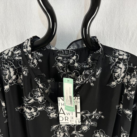 41 Hawthorn Black Dress Womens Petite XL Long Sleeve Office Career Floral NWT - Picture 4 of 7